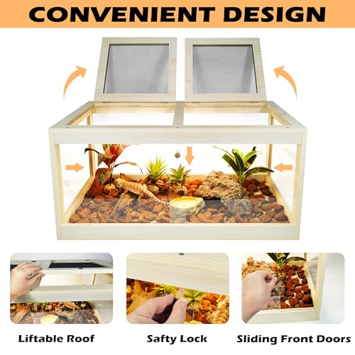 34 Gallon Reptile Terrarium Tank with Metal Mesh Roof Door Q560952