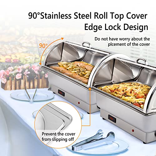 Electric 9 QT Stainless Steel Chafing Dish Buffet Set with 2 Detachable Food Pans V972