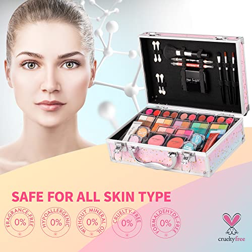 Makeup Kit with Eye Shadow Palette Lip Balm Blush Lip Gloss Brush Lip & Eye Pencil and Mirror B16682