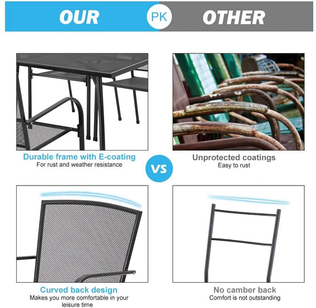 5-Piece Metal Patio Dining Set with 4 Stackable Chairs U475