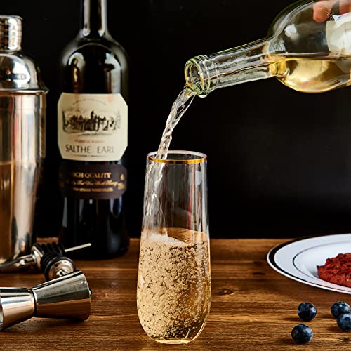 24 Pack 9 Oz Gold Rim Shatterproof Champagne Flutes J12228