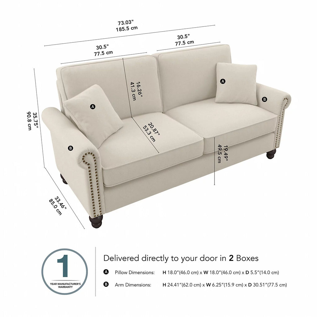 Cream Herringbone Fabric Sofa D85521