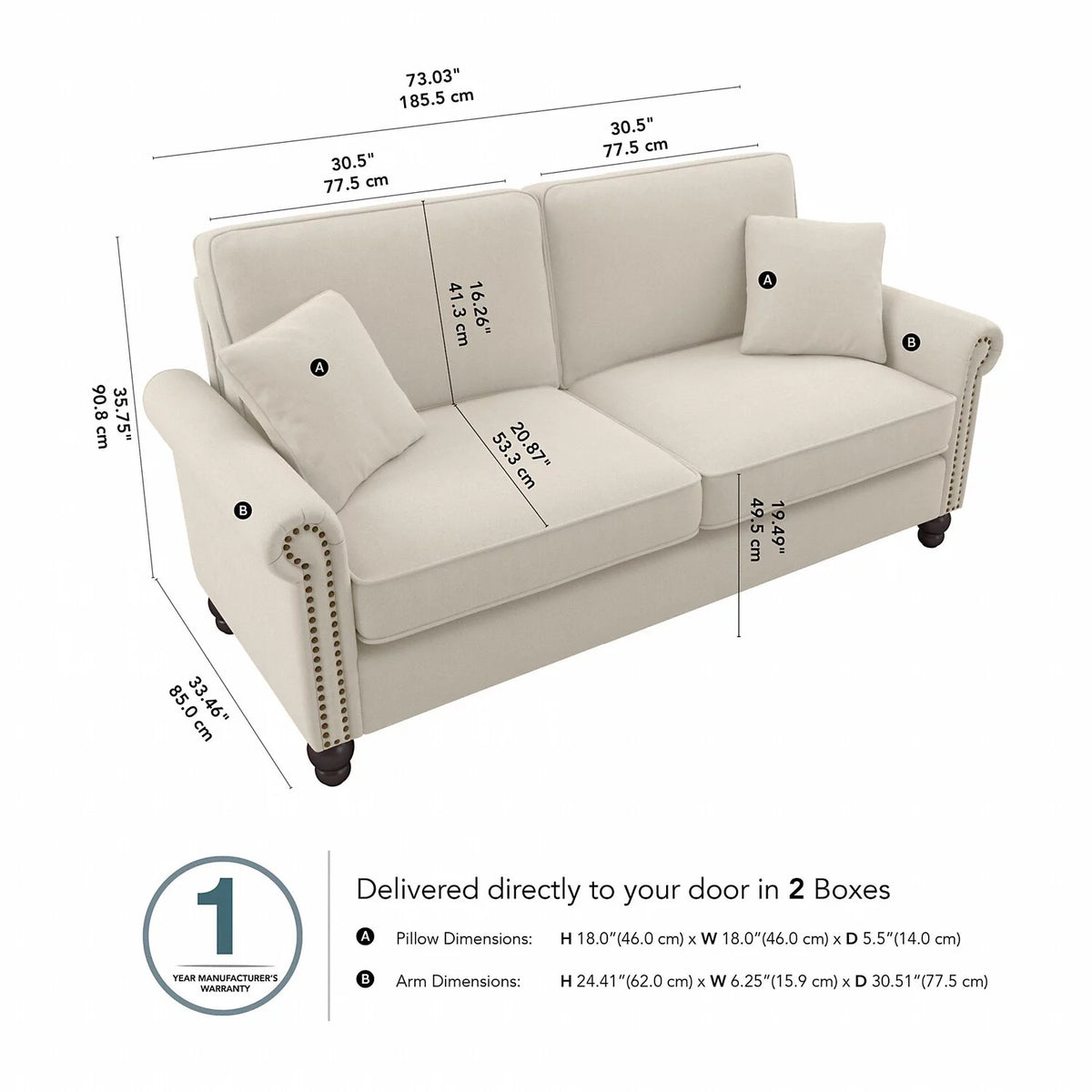 Cream Herringbone Fabric Sofa D85521