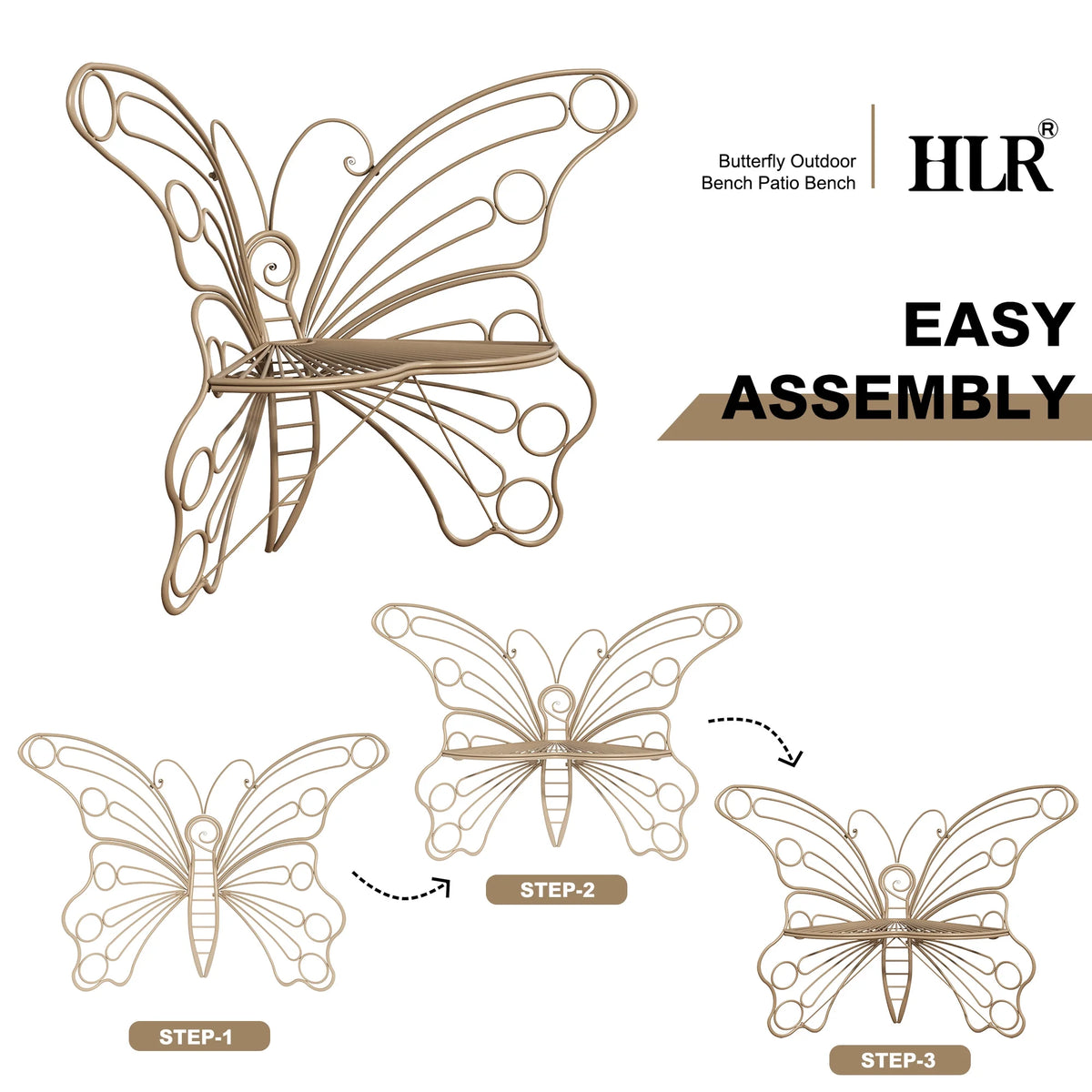 Outdoor Bench with Butterfly Inspired Pattern H83046