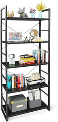 5 Tier Industrial Open Bookcase, Rustic Brown S36765