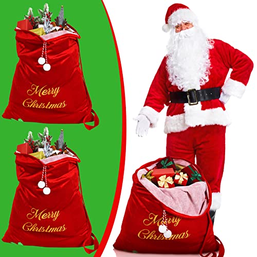 Burgundy Velvet Christmas Drawstring Gift Bags M322