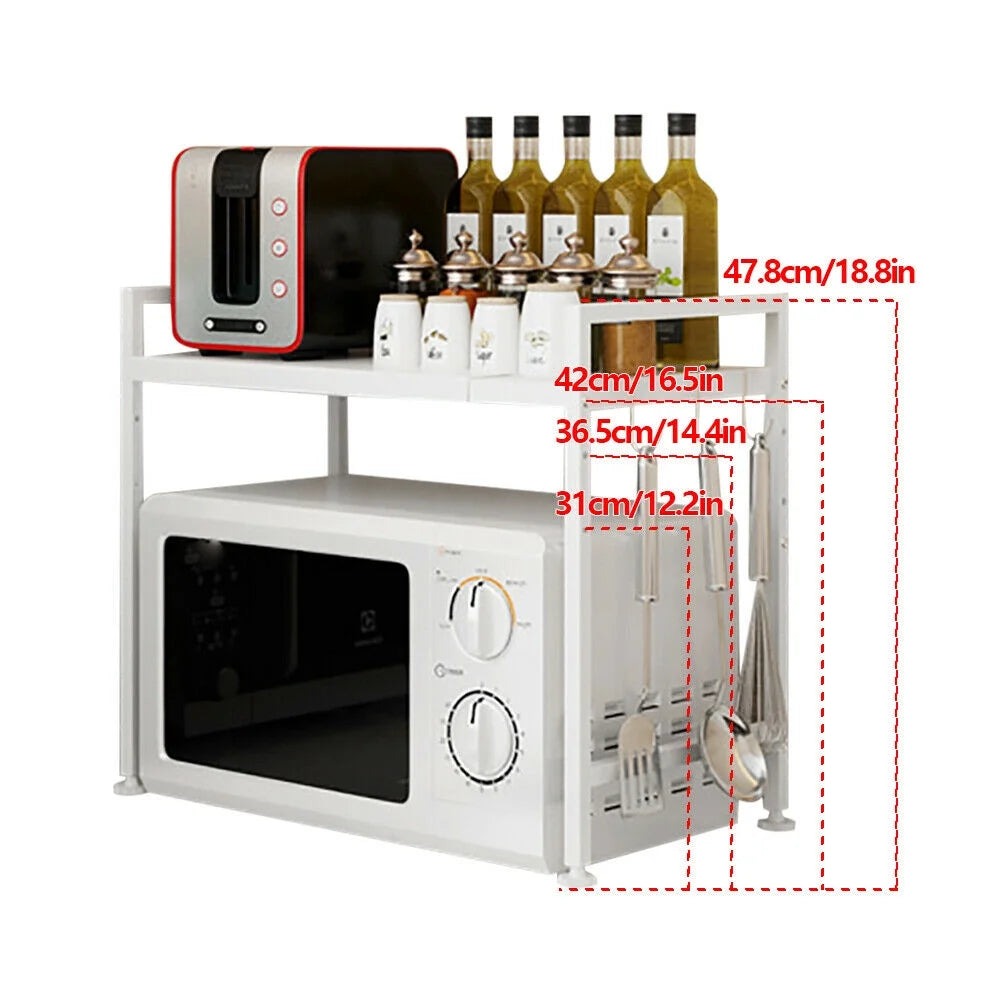 2-Tier Kitchen Storage Cart Microwave Oven Rack Stand Shelf F7945