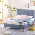 Queen Blue Slate Upholstered Platform Bed Frame K4949