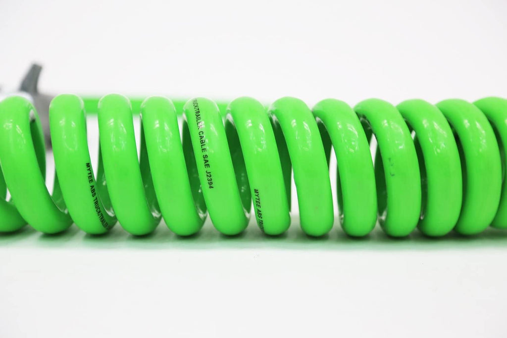 7-Way ABS Coiled Cable 15 Ft Green 48" x 12" Leads Trailer Electrical Power Cord Pack of 2 S514845