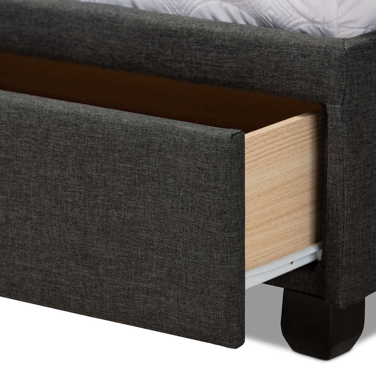 Dark Grey Fabric Upholstered 2-Drawer King Size Platform Storage Bed X2596
