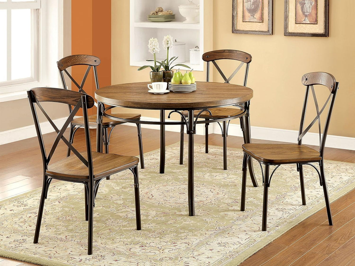 Industrial Metal Cross-Back Side Chair, Set Of 2, Brown W86492