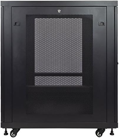 18U Perforated Door Rack Enclosure Cabinet with Casters Black V68692