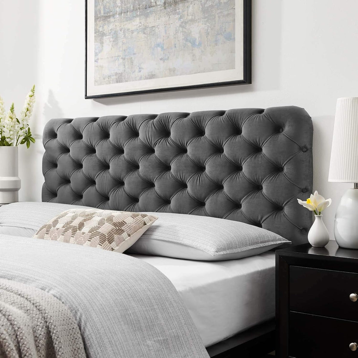 Teal Tufted Velvet California King Headboard A3249