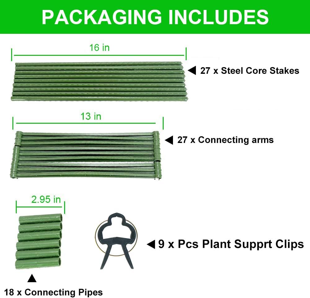 Tomato Cages Plant Supports with 9Pcs Clips Pack of 2 W560808