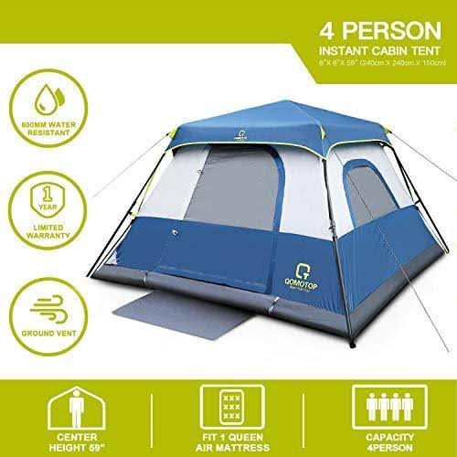 4 Person Water-Proof Pop Up Tent with Carry Bag E134