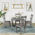 5-Piece Grey Dining Table Set with 4 Cushioned Chairs G734