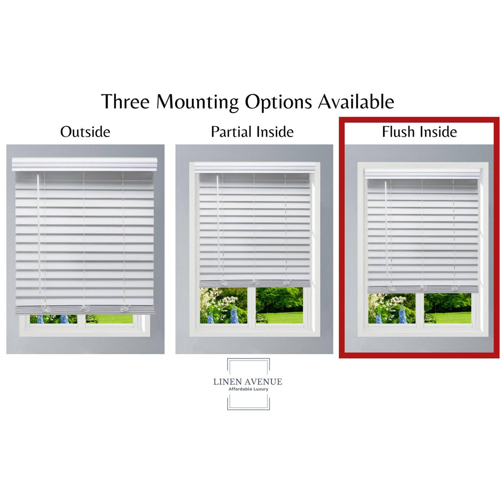 White Cordless Faux Wood Blind B360