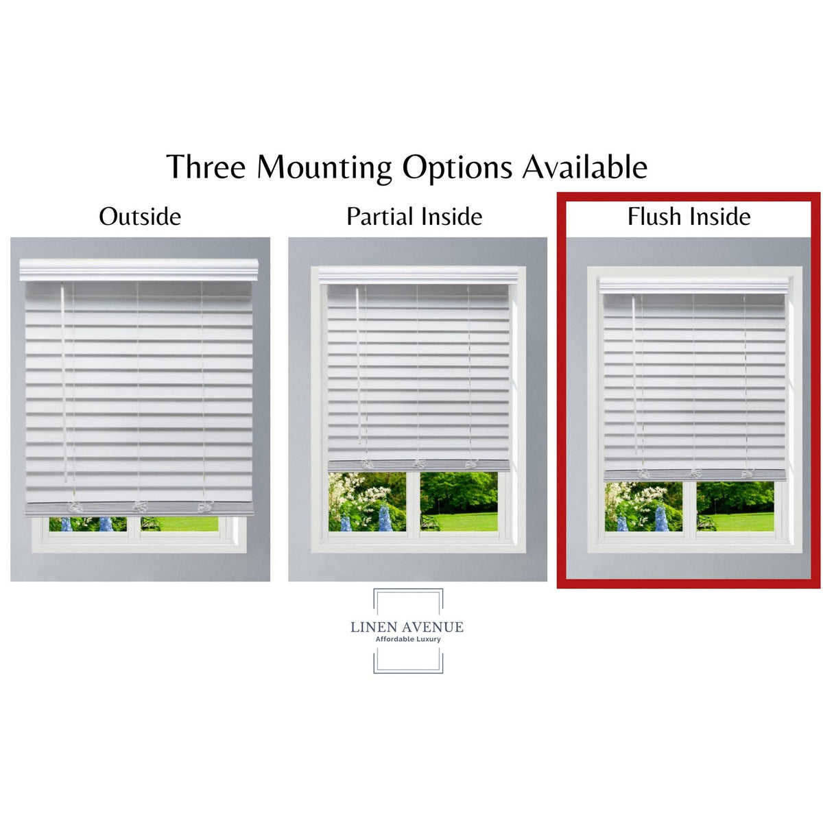 White Cordless Faux Wood Blind B360