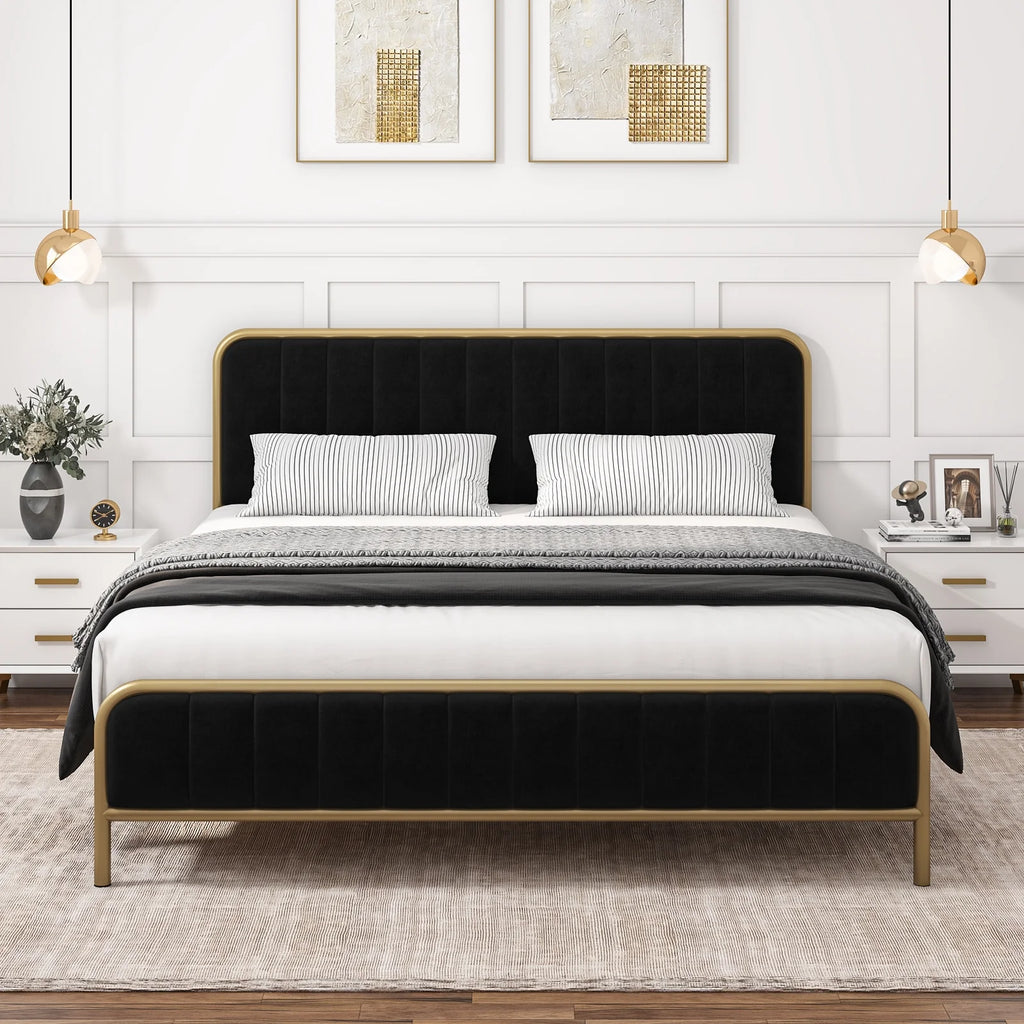 Queen Size Tufted Upholstered Bed Frame V4646