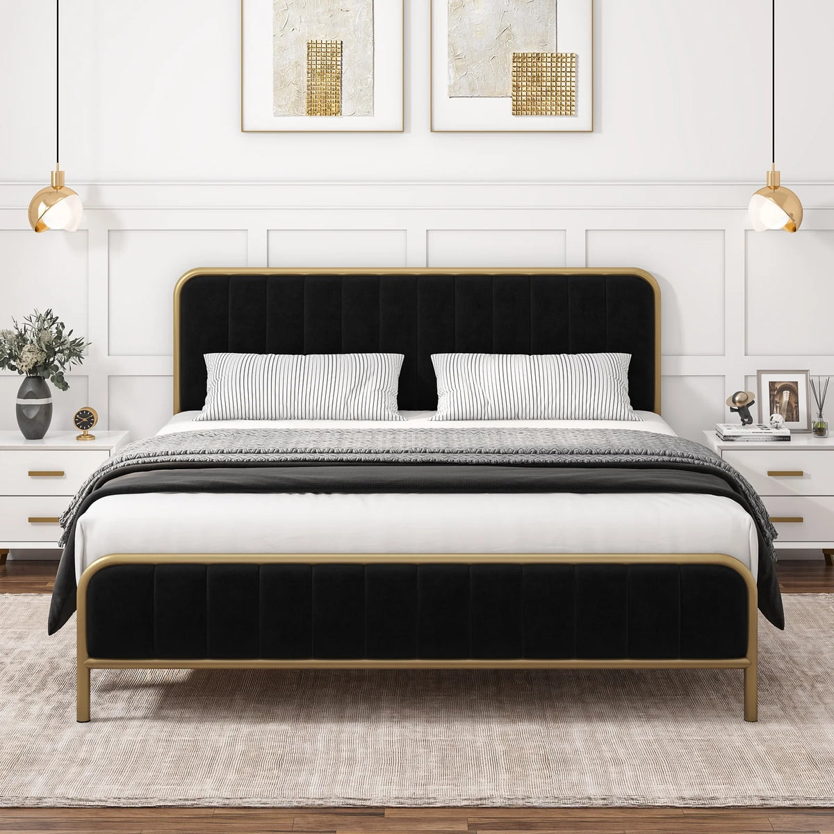 Queen Size Tufted Upholstered Bed Frame V4646