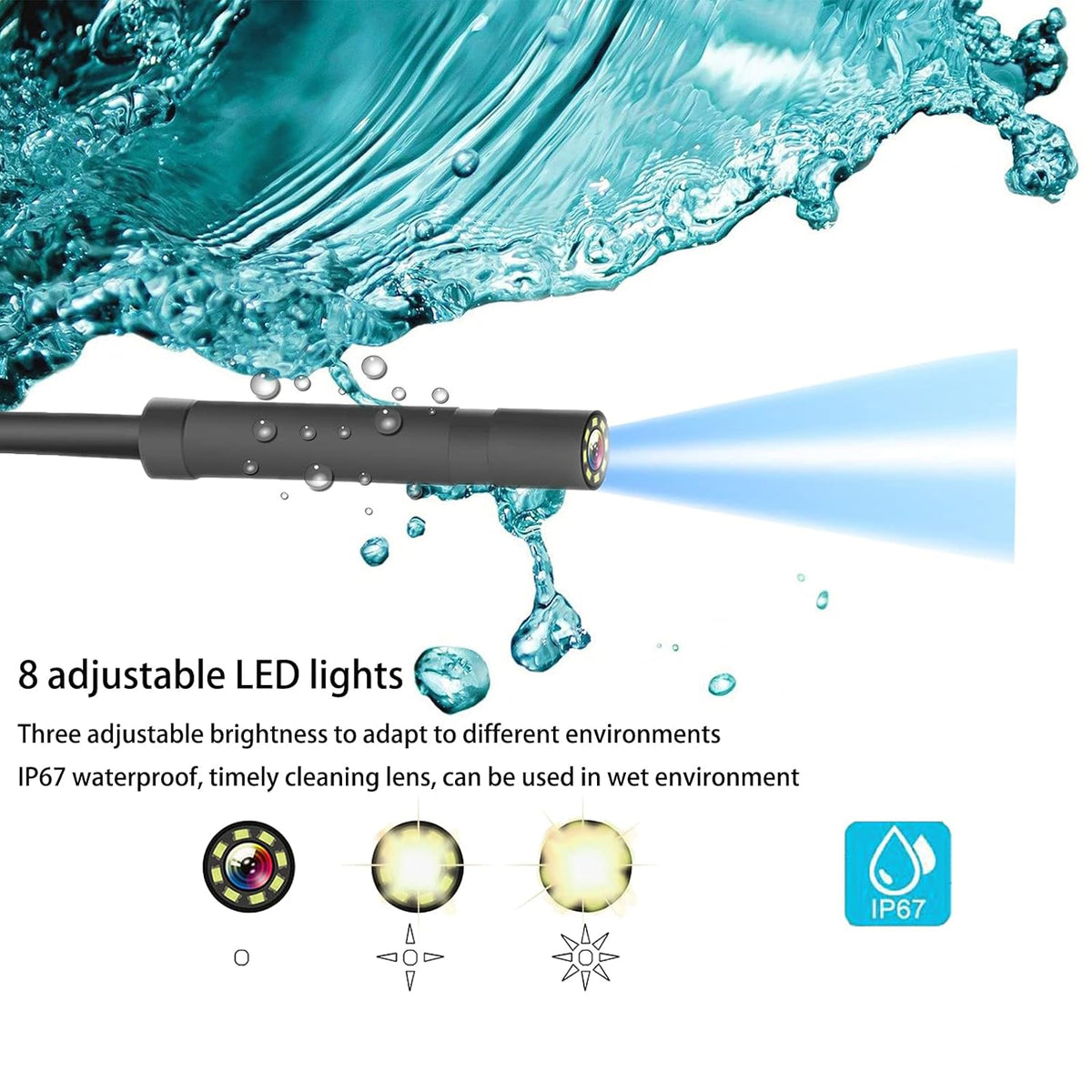 Endoscope Camera with Lights, 1080P HD Borescope Camera 4.3 Inch LCD Screen IP67 Waterproof, 3000mAh Battery, 32GB TF Card Y4254