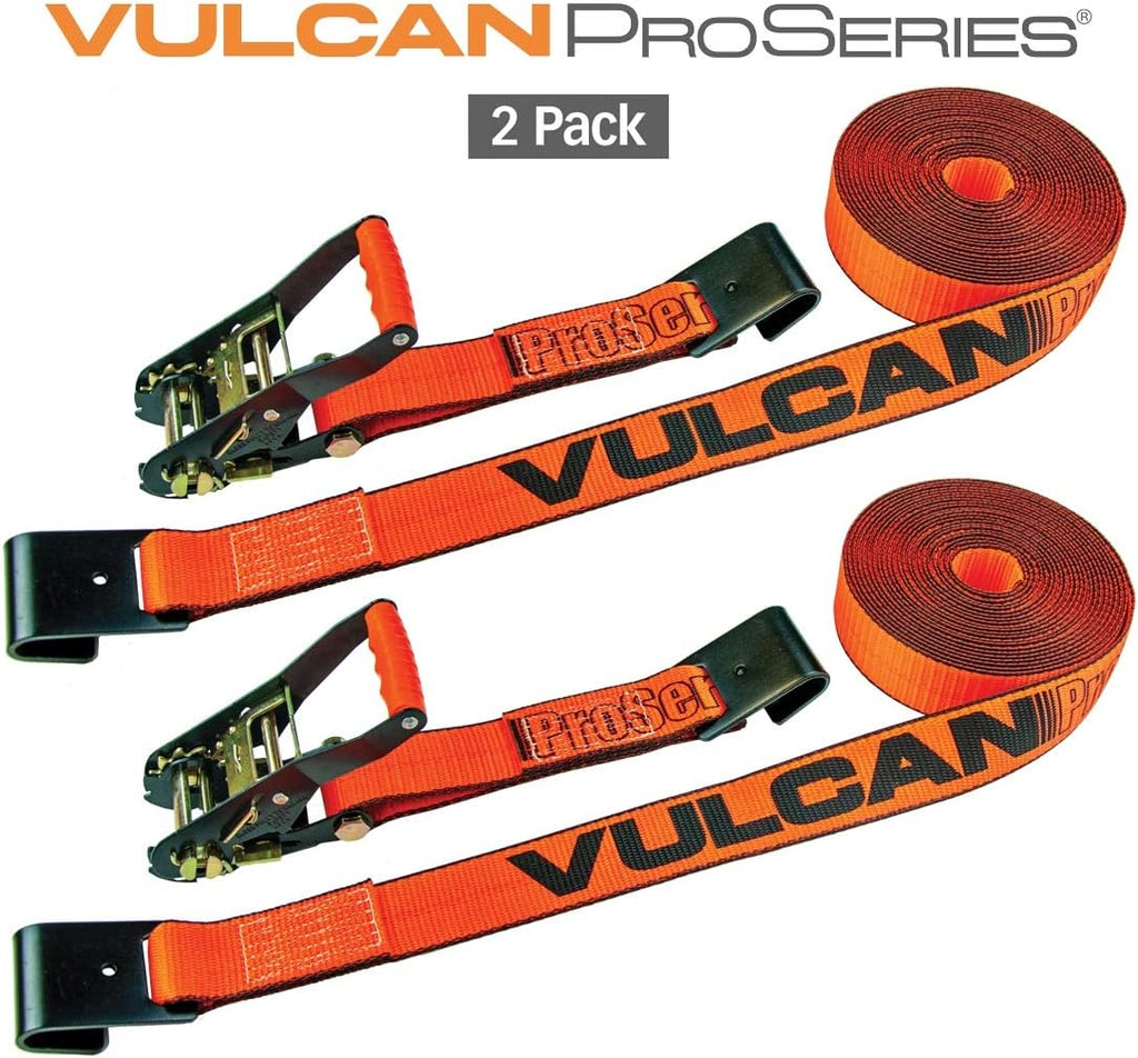 2 Pack 2 Inch x 27 Foot Ratchet Strap with Flat Hooks R947894