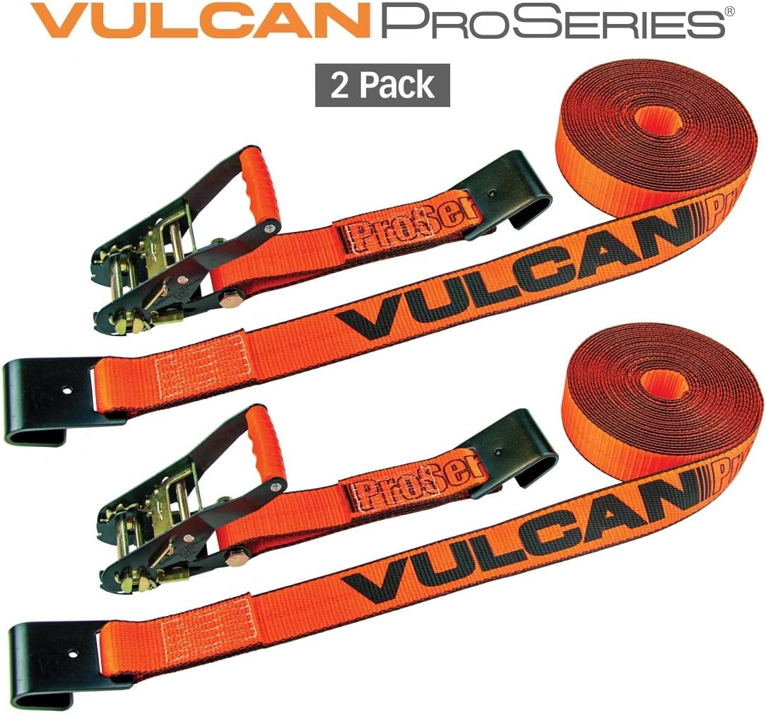 2 Pack 2 Inch x 27 Foot Ratchet Strap with Flat Hooks R947894