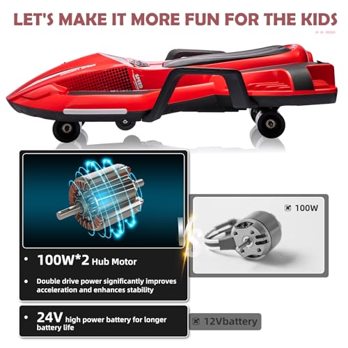 24V 200W Motor LED Light Up Electric Drift Kart S54113