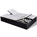 Double Chaise Lounge Chair 2-Person Poly Rattan Sun Lounger with Adjustable Cushion X7150