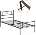 Black Twin Metal Platform Bed Frame with Headboard Z713