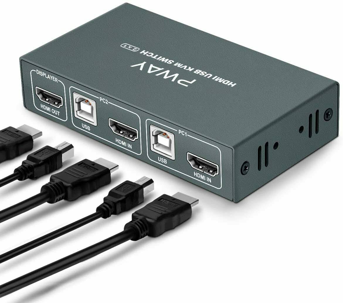 2 Port HDMI KVM Switch with 2 USB and 2 HDMI Cables R719