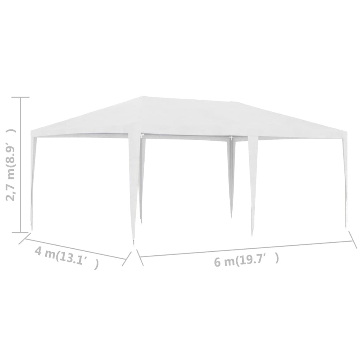White Party Tent Gazebo Canopy with Iron Frame 19.7ft x 13.1ft x 8.9ft A6264