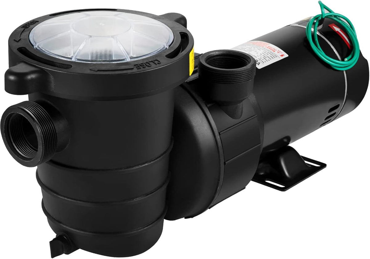 1HP 110V 5220GPH Self-priming Swimming Pool Pump with Strainer Basket and 2pcs 1-1/2'' NPT Connectors D844
