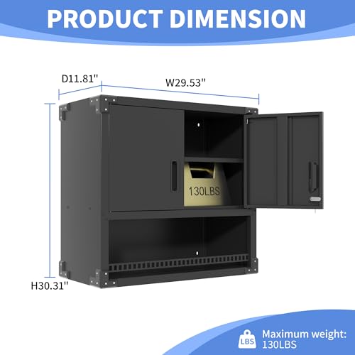 Black Metal Storage Cabinet with Wheels W831568