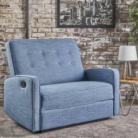 Blue Fabric Reclining Loveseat A2649