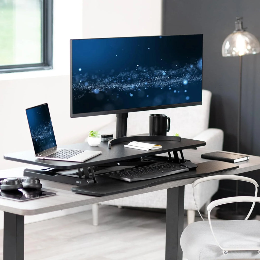 Black Height Adjustable Standing Desk Monitor Riser X504