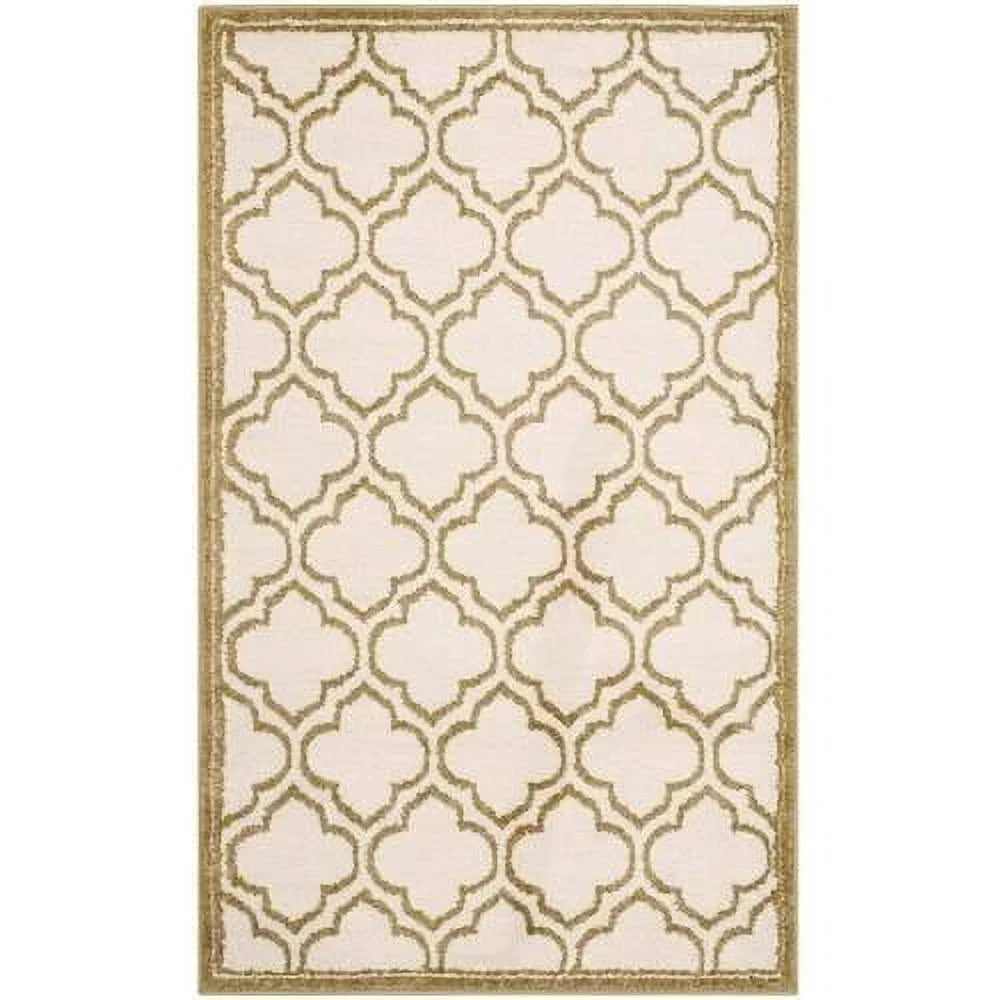 Ivory Light Green Geometric Area Rug 2'6" x 4' O993