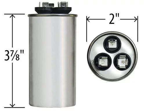 30/4 uF MFD 370 VAC Dual Round Replacement Capacitor D93411