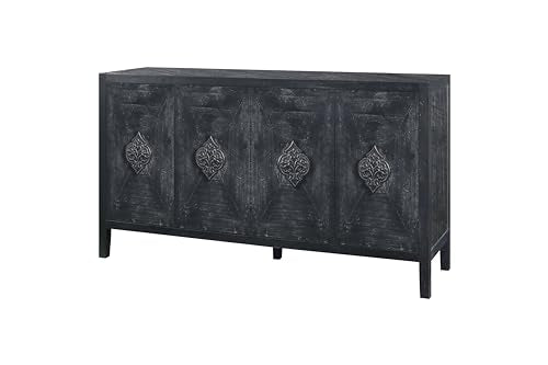 Smoke Blue 60'' Solid Wood Sideboard with 4 Doors and Adjustable Shelves Y5955