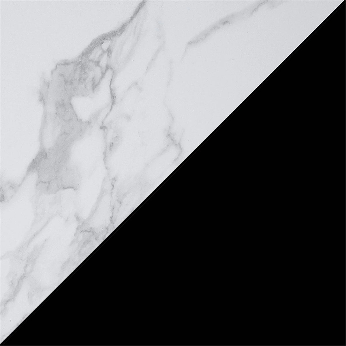 White Faux Marble and Black Wood Console Table with Shelf B243437
