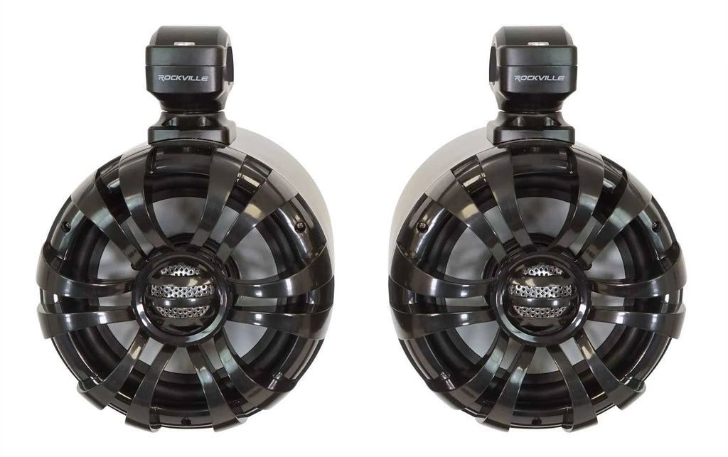 Rockville WB65 Black 6.5x22 600W Metal Marine Wakeboard Swivel Tower Speakers D87644