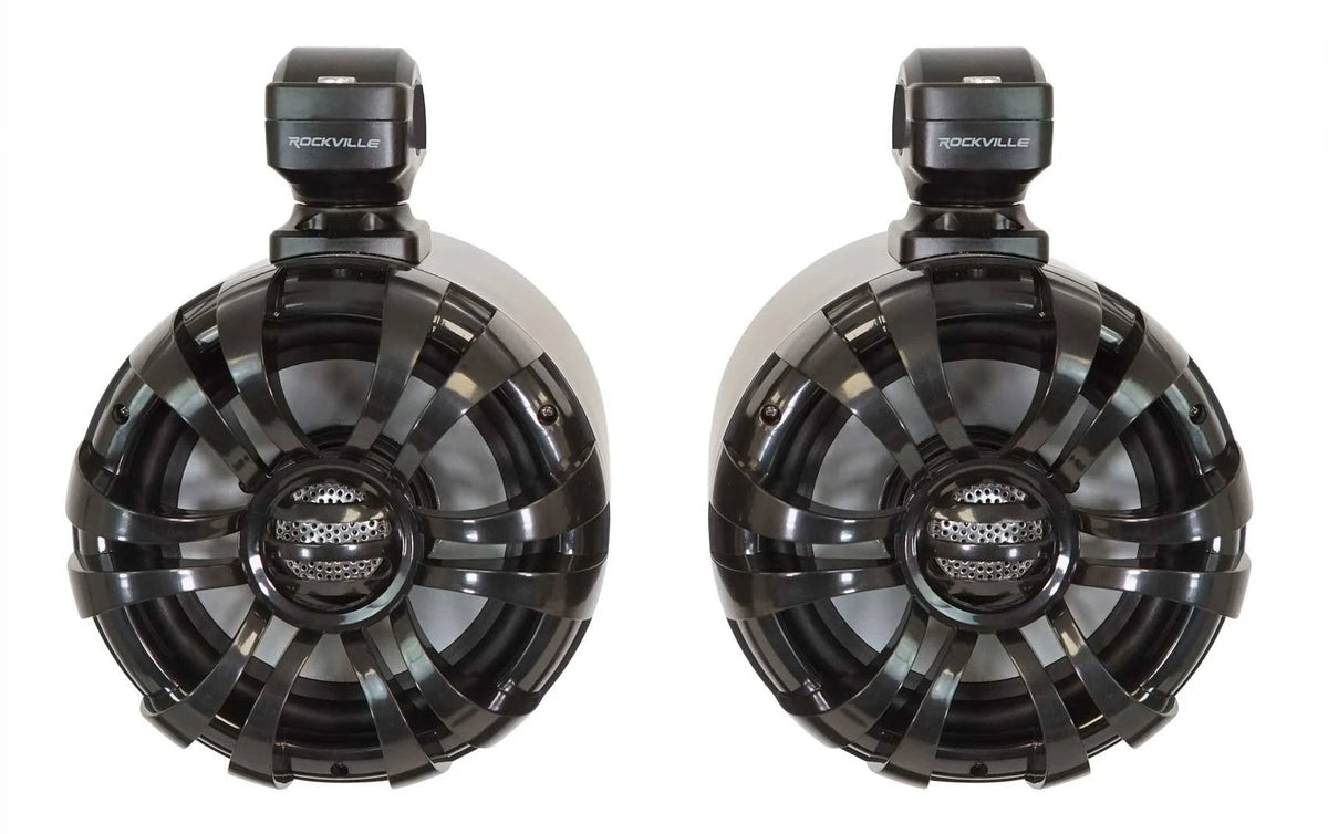 Rockville WB65 Black 6.5x22 600W Metal Marine Wakeboard Swivel Tower Speakers D87644