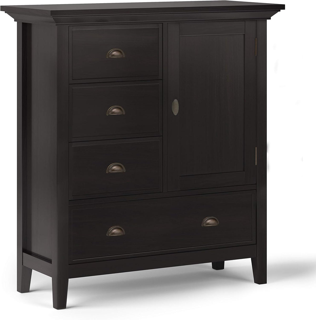 Solid Wood 39 Inch Wide Storage Cabinet in Light Golden Brown with 3 Small Drawers and 1 Large Drawer H540173