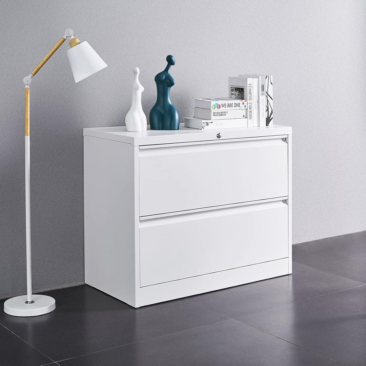 White 2 Drawer Metal File Cabinet R8246