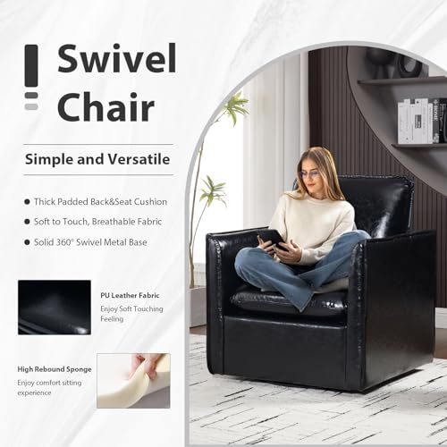 Green Leather Swivel Accent Chair with Back Pillow X243062