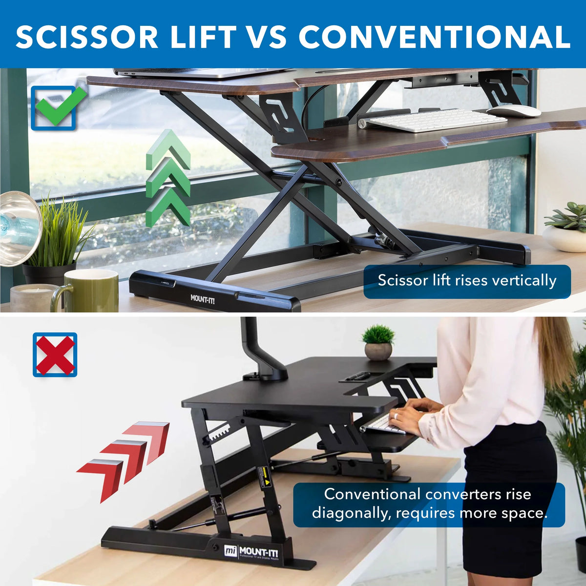 Extra Wide Sit Stand Desk Converter V362