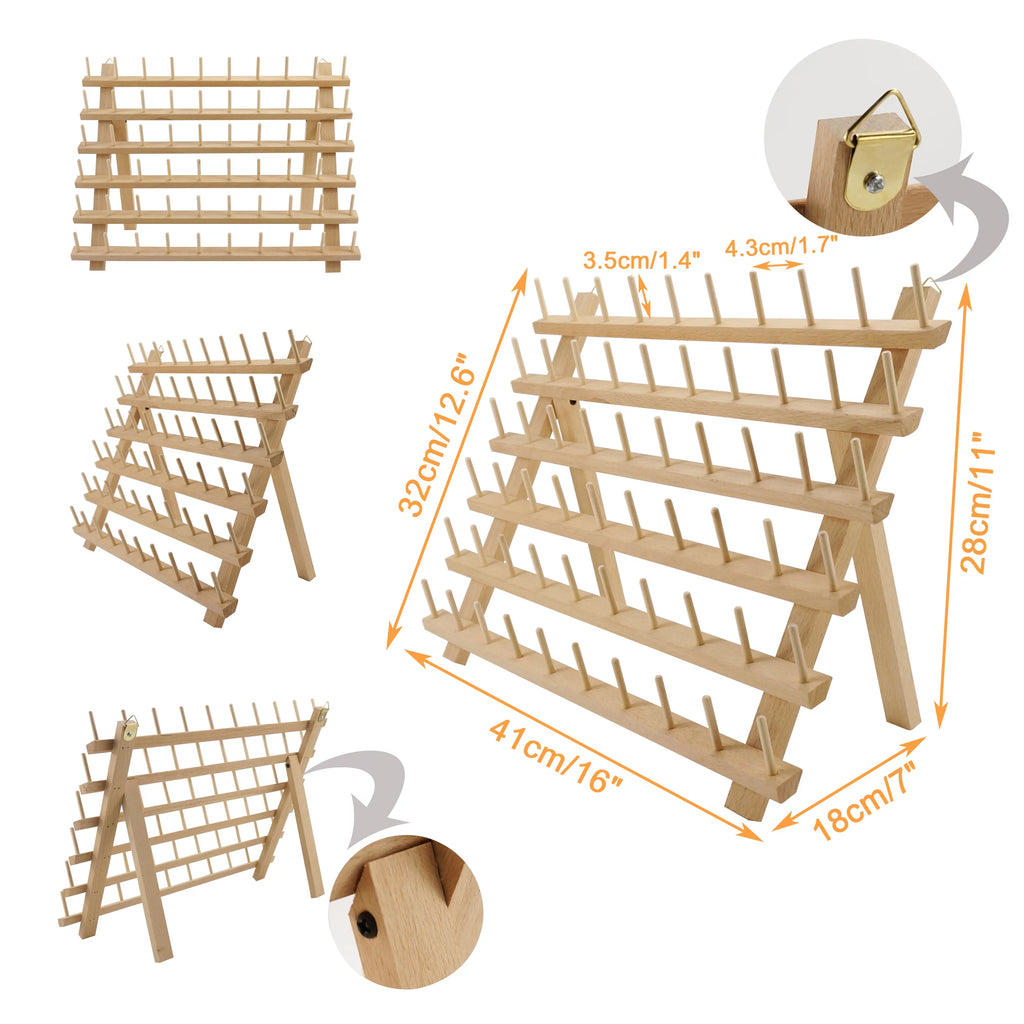 2X60 Spools Wooden Thread Rack T37656