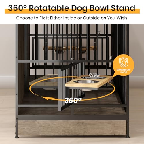 Rustic Brown Double Dog Crate Furniture with Divider T68552