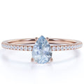 1 Carat Pear Shaped Aquamarine Promise Ring in 18k Rose Gold over Silver U811725