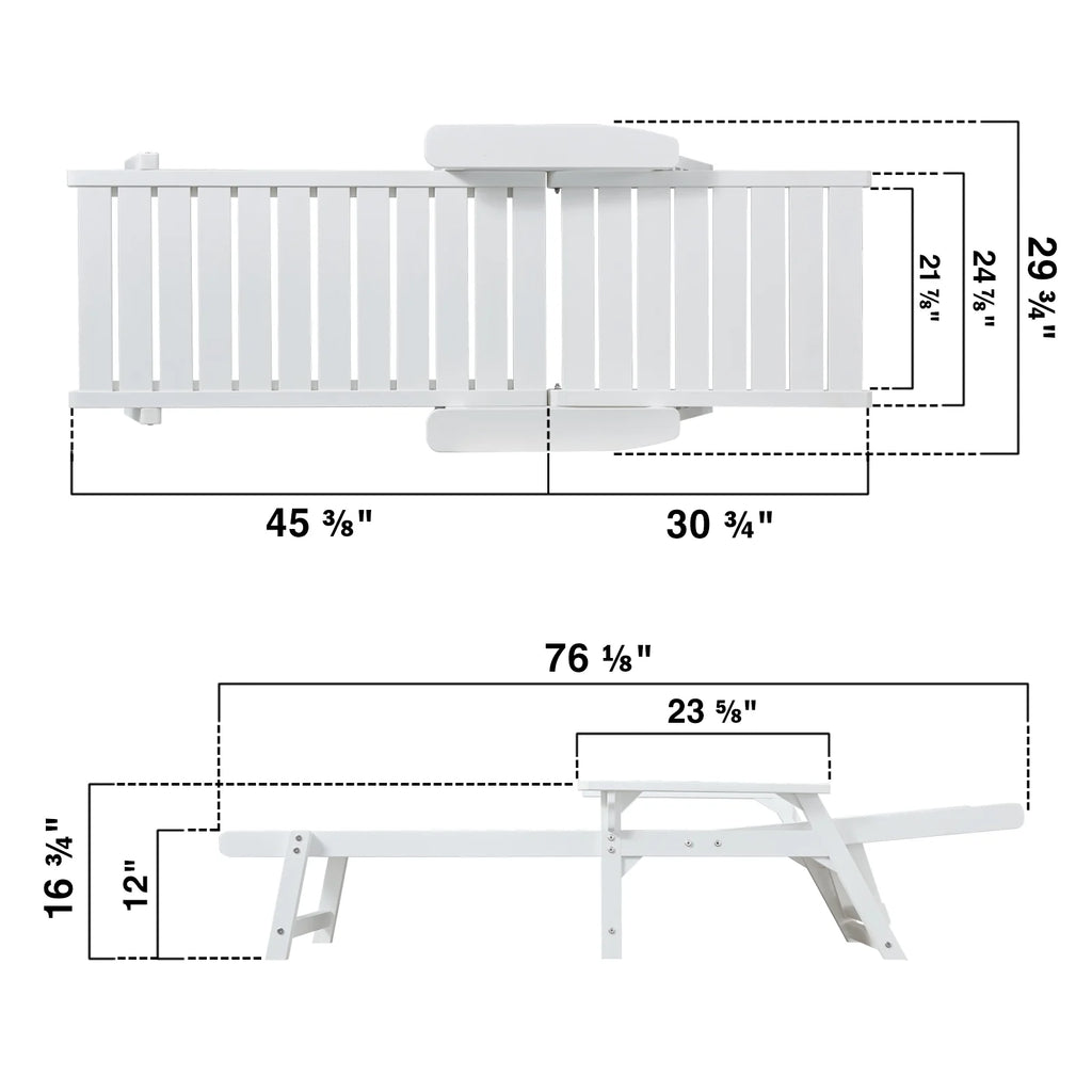 White Poly Lumber Chaise Lounge with Adjustable Backrest F4671